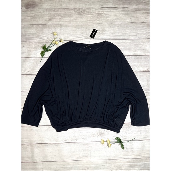 EXPRESS Soft Knit Dolman Sleeve Top in Navy - Picture 9 of 10